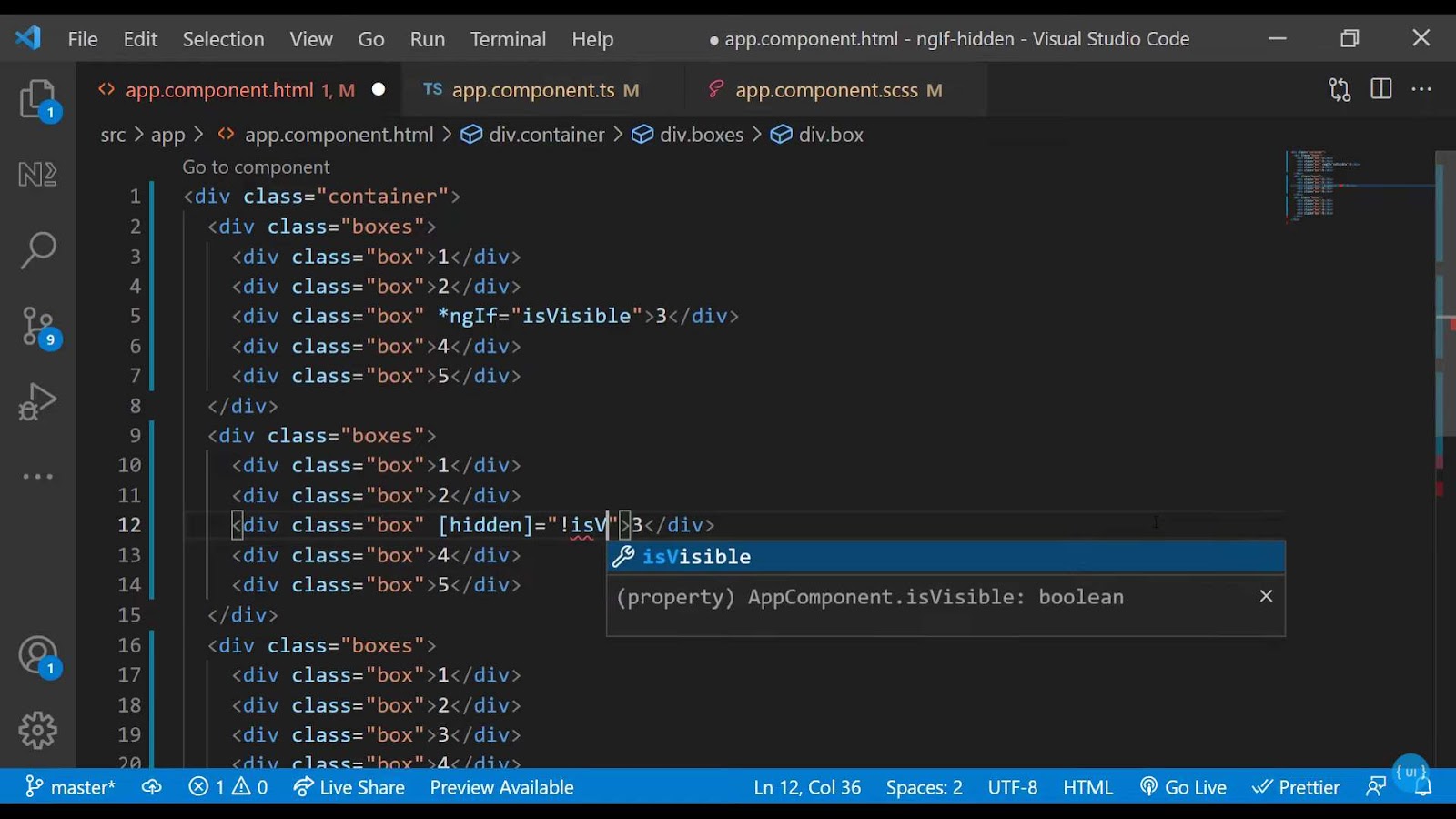 Example of ngIf vs Hidden property