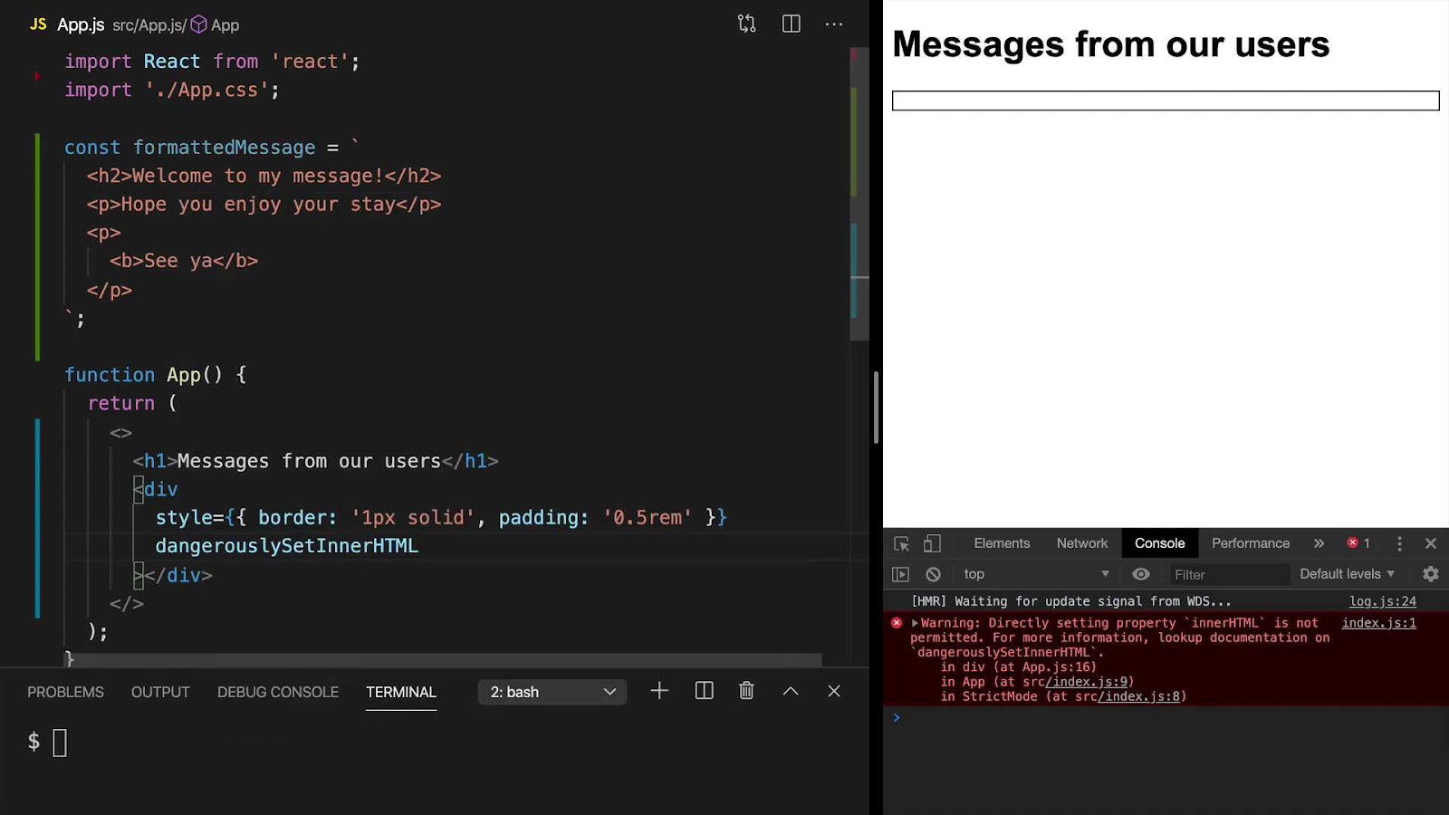 How to use innerHTML in React?